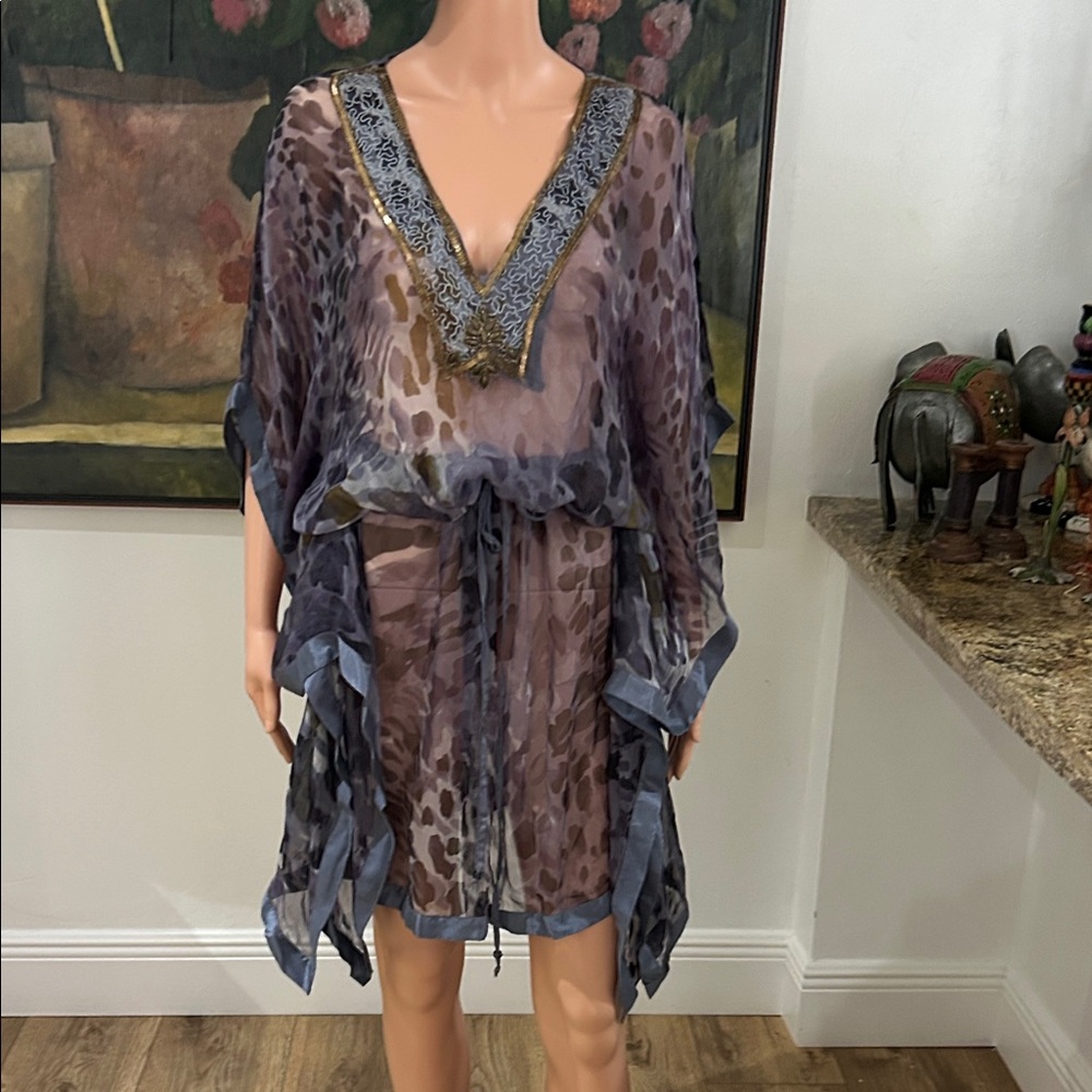 NWT Le Lis Blanc sheer animal print cover up